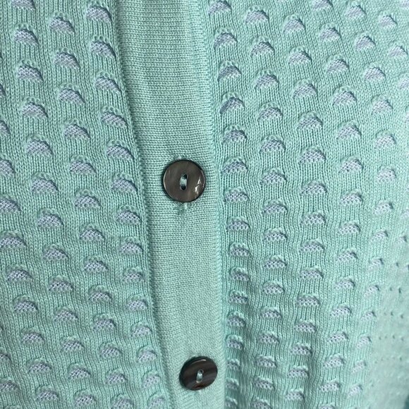 Sundance Blue Cardigan Sweater Textured Button Front Size Medium - Picture 3 of 11